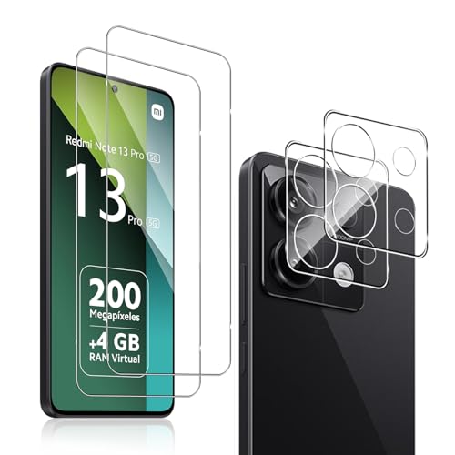 QULLOO 2 Stück für Panzerglas für Xiaomi Redmi Note 13 Pro 5G mit 2 Stück Kamera Schutzfolie, 9H Härte Schutzglas Anti-Kratz Schutz, Blasenfrei Panzerfolie Displayschutz Folie für Redmi Note 13 Pro von QULLOO
