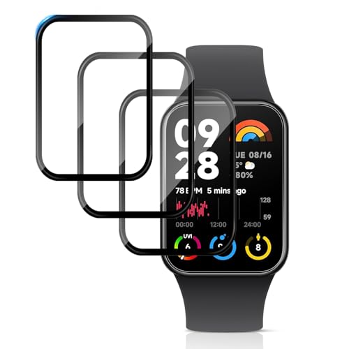 QULLOO 3 Stück Schutzfolie für Xiaomi Smart Band 8 Pro für Panzerglas, 3D PAMM Displayfolie,Anti-Bubble, Klar, Full-Screen, Displayschutzfolie, Film für mi Band 8 Pro von QULLOO