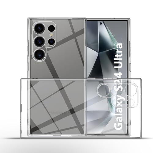 QULLOO Hülle Transparent für Samsung Galaxy S24 Ultra Case, Crystal Clear Hinten Schutzhülle für Samsung S24 Ultra 5G Silikon Ultra Dünn Stoßdämpfung Weich TPU Handyhülle Anti-Kratzer von QULLOO