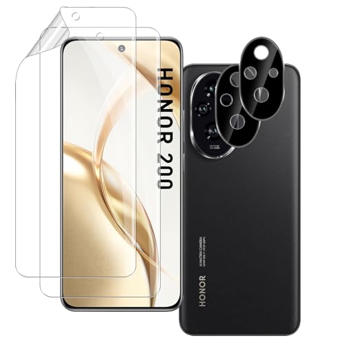QULLOO Hydrogel Schutzfolie für Honor 200 5G, 2+2 Stück Weich TPU Displayfolie + Kameraschutz für Panzerglas, Displayschutzfolie Anti-Fingerabdruck Folie Displayschutz QULLOO Hydrogel Schutzfolie für Honor 200 5G, 2+2 Stück Weich TPU Displayfolie + Kameraschutz für Panzerglas, Displayschutzfolie Anti-Fingerabdruck Folie Displayschutz von QULLOO