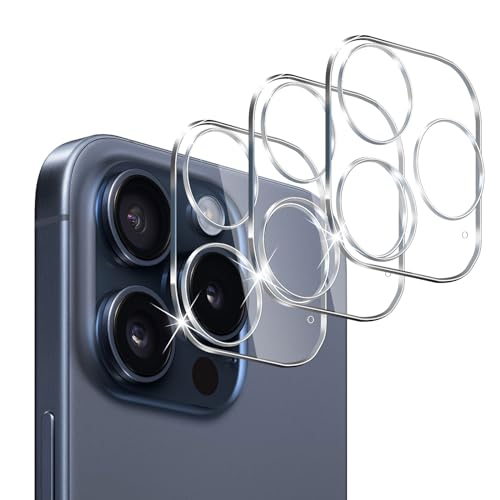 QULLOO Kamera Schutzfolie für iPhone 15 Pro / 15 Pro Max für Panzerglas, 3 Stück 9H Härte Kamera Schutz Glas HD Klar Linse Folie Anti-Kratzen Kameraschutz von QULLOO