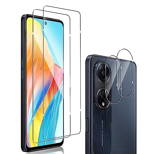 QULLOO Panzer Schutz Glas für OPPO A98 5G,Screen Schutzfolie + Kameraschutz Folie,(2+2),0.33mm Schutzglas Displayschutz,Ultra-klar Panzerfolie,Glasfolie,Frei von Kratzern Displayschutzfolie von QULLOO