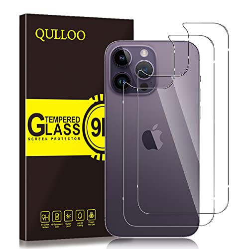 QULLOO Rückseite Schutzfolie für Panzer Schutz Glas für iPhone 14 Pro, 9H Härte Zurück Schutzglas Hinten Schutzfolie HD Klar Rückseite Folie für iPhone 14 Pro - 2 Stück von QULLOO