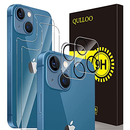 QULLOO Rückseite Schutzfolie für iPhone 13 Mini, [2 Stück] Hinten Schutzfolie + [2 Stück] Kameraschutz, 9H Vollabdeckung Zurück Film Klar Rückseite Folie für iPhone 13 Mini (5,4 Zoll) von QULLOO
