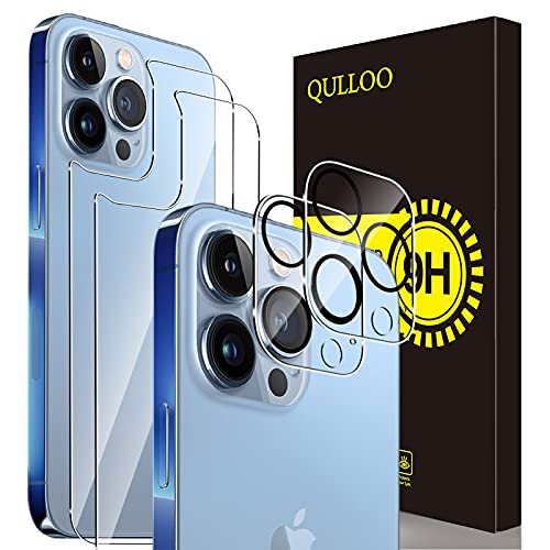 QULLOO Rückseite Schutzfolie für iPhone 13 Pro,[2 Stück] Hinten Schutzfolie + [2 Stück] Kameraschutz, 9H Vollabdeckung Zurück Film Klar Rückseite Folie für iPhone 13 Pro (6,1 Zoll) von QULLOO