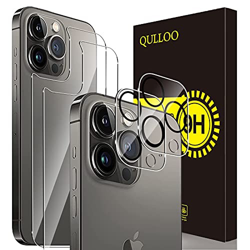 QULLOO Rückseite Schutzfolie für iPhone 13 Pro Max (6,7 Zoll) für Panzerglas, Hinten Schutzfolie + Kameraschutz [2+2 Stück], 9H Härte HD Klar Hinten Anti-Kratzen Zurück Displayschutzfolie von QULLOO