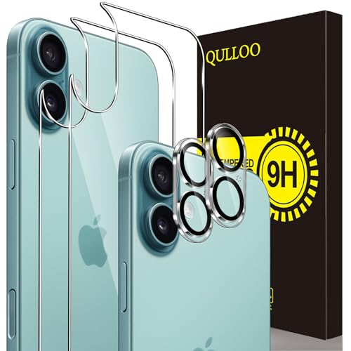 QULLOO Rückseite Schutzfolie für iPhone 16 Plus, 2 Stück Rückseite für Panzerglas mit 2 Stück Kameraschutz, 9H Hinten Gehärtetes Glas Vollabdeckung Schutzglas Zurück Folie QULLOO Rückseite Schutzfolie für iPhone 16 Plus, 2 Stück Rückseite für Panzerglas mit 2 Stück Kameraschutz, 9H Hinten Gehärtetes Glas Vollabdeckung Schutzglas Zurück Folie von QULLOO