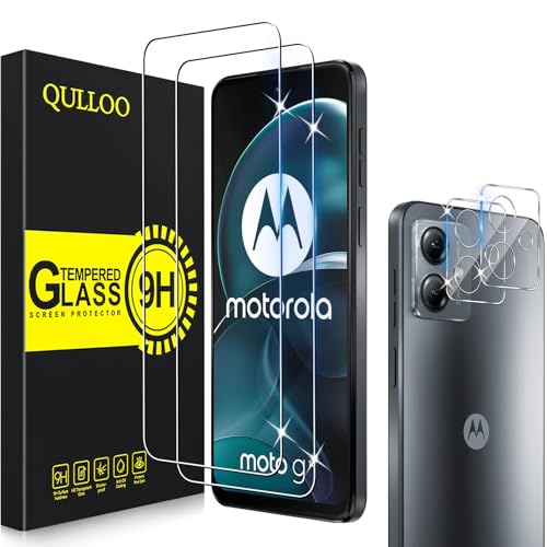 QULLOO Schutzfolie für Motorola Moto G14 für Panzerglas, 2 Stück Panzerfolie mit 2 Stück Kameraschutz, 9H Härte Glas Folie HD Klar Schutzglas Kratzfestnzer Displayschutzfolie von QULLOO