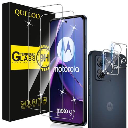 QULLOO Schutzfolie für Motorola Moto G84 5G für Panzerglas, 2 Stück Panzerfolie mit 2 Stück Kameraschutz, 9H Härte Glas Folie HD Klar Schutzglas Kratzfestnzer Displayschutzfolie von QULLOO