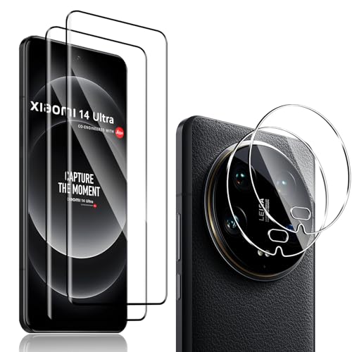 QULLOO Schutzfolie für Panzerglas für Xiaomi 14 Ultra + Kameraschutz Folie, (2+2) 9H Schutzglas Glas Displayschutz Panzerfolie Displayschutzfolie für mi 14 Ultra von QULLOO