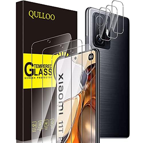 QULLOO Schutzfolie für Xiaomi Mi 11T / 11T Pro 5G, 3 Stück Schutz Glas Folie mit 3 Stück Kameraschutz, 9H Härte Panzerfolie HD Klar Handy Schutzglas von QULLOO