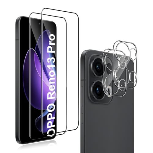 QULLOO für OPPO Reno 13 Pro für Panzerglas, Screen Schutzfolie + Kameraschutz Folie, (2+2) 0.33mm Schutzglas Glas Displayschutz, Folie Frei von Kratzern Displayschutzfolie von QULLOO