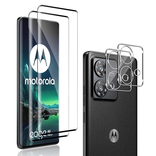 QULLOO für Panzerglas für Motorola MOTO EDGE 40 NEO, Screen Schutzfolie + Kameraschutz Folie,(2+2),0.33mm Schutzglas Displayschutz, Panzerfolie Displayschutzfolie von QULLOO