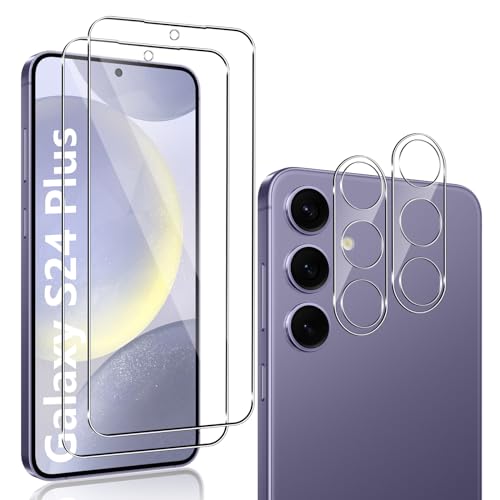 QULLOO für Panzerglas für Samsung Galaxy S24 Plus, 2 Stück Screen Schutzfolie + 2 Stück Kameraschutz Folie, 0.33mm Glas Schutzglas Displayschutz Panzerfolie Displayfolie für Galaxy S24+ 5G von QULLOO