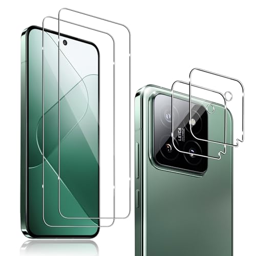 QULLOO für Panzerglas für Xiaomi 14, 2 Stück Screen Schutzfolie + 2 Stück Kameraschutz Folie, 0.33mm Glas Schutzglas Displayschutz Panzerfolie Displayfolie für mi 14 von QULLOO