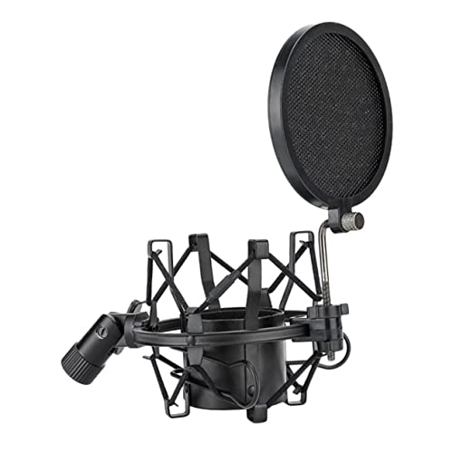 QUMIIRITY 1Satz Mikrofon Stoßdämpfer Halterung mit Popfilter Mikrofon Schutzabdeckung für Verbesserte Klangqualität Anpassbarer Langlebiges Material für Aufnahmen und Rundfunk von QUMIIRITY