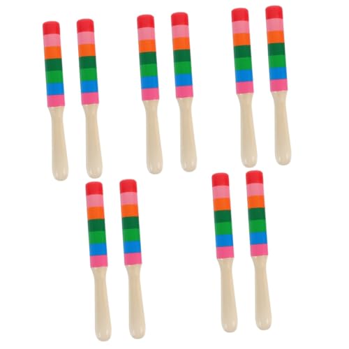 QUMIIRITY 5 Pairs Trommel Schlägel Jungen Und Mädchen Musical Instruments Rhythm Sticks Holz Musical Sticks von QUMIIRITY