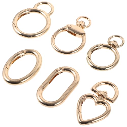 QUMIIRITY 6 Stück Zinklegierungspugelspule Haken Schnappen Schlüssel Offener Ring Für Federverschlüsse Sechs Lanyards Für Schließe Schnapp-Schwenk-festringe Runden Golden von QUMIIRITY
