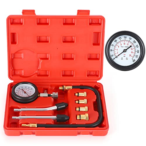 Kompression Tester Kit, QUNNIE Zündkerze Tester, Manometer Tool Set für die Prüfung Motorrad Auto Auto Außenbordmotor Kettensäge Schneemobil Auto Benzin Gas Motor von QUNNIE