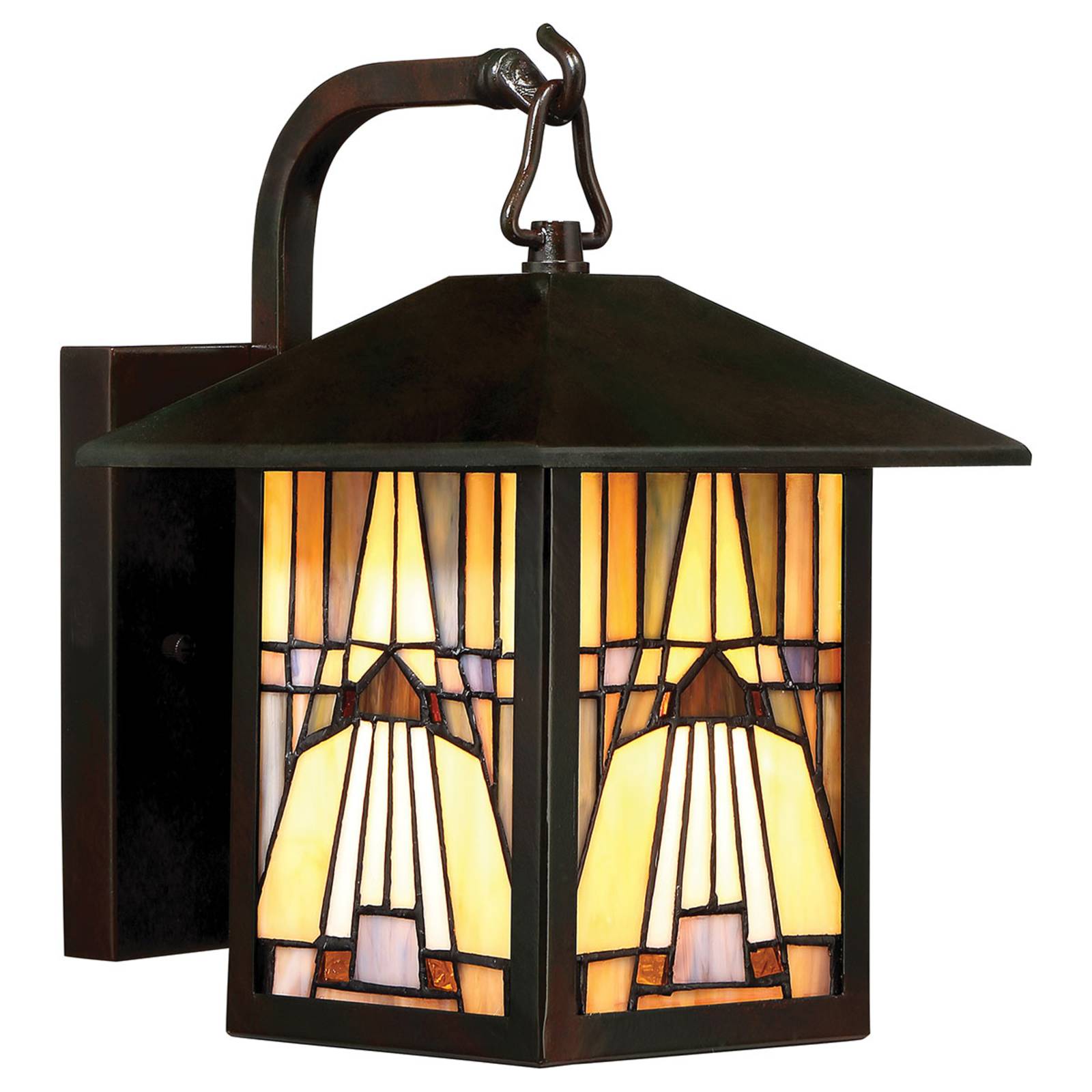 Außenwandleuchte Inglenook, buntes Glas, H 27,8 cm Außenwandleuchte Inglenook, buntes Glas, H 27,8 cm von QUOIZEL