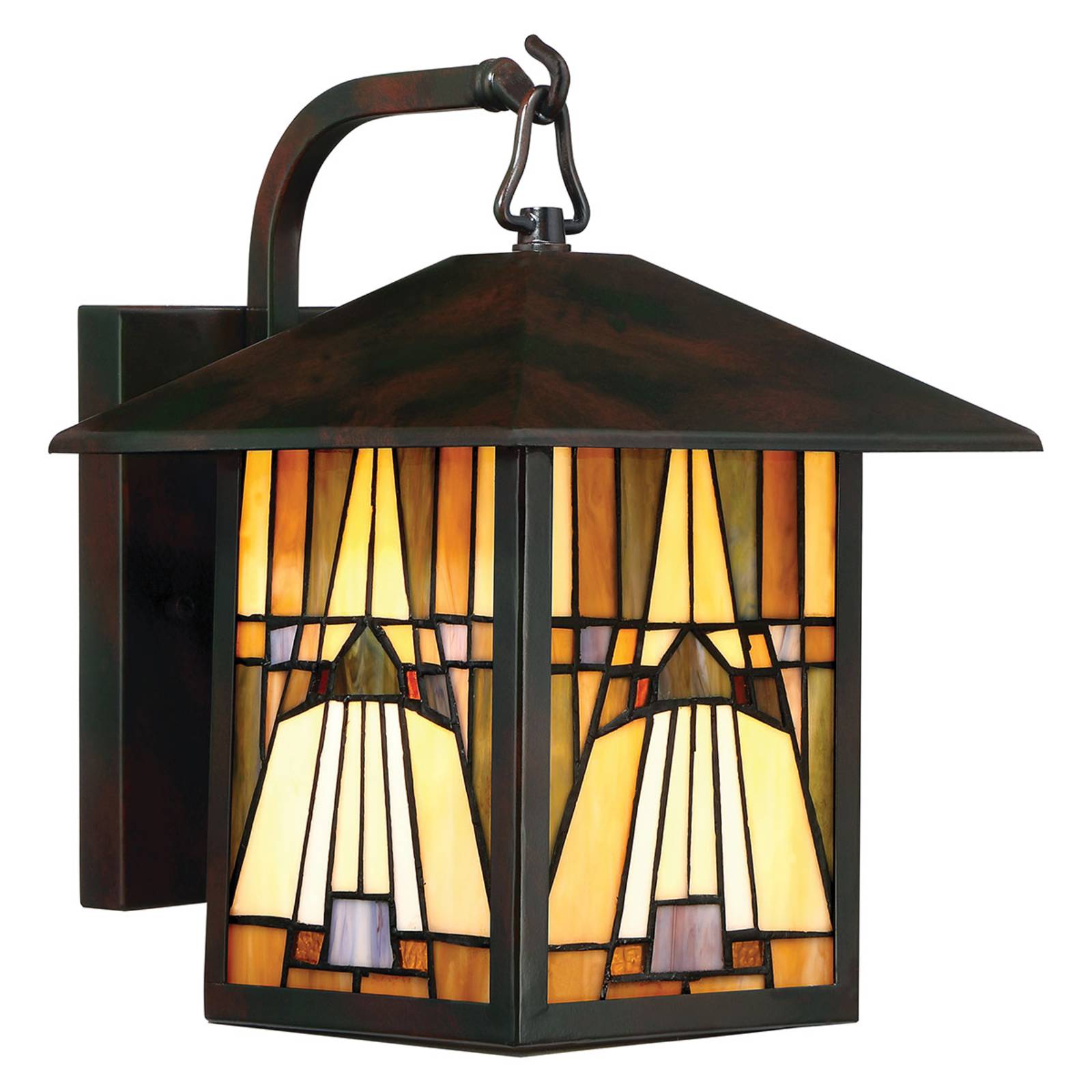 Außenwandleuchte Inglenook, buntes Glas, H 31,4 cm Außenwandleuchte Inglenook, buntes Glas, H 31,4 cm von QUOIZEL