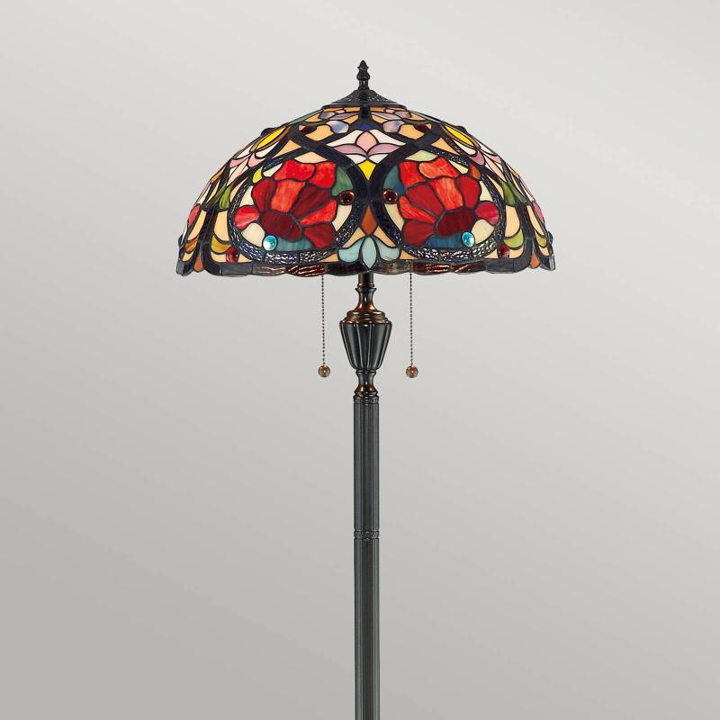 Stehleuchte Larissa mit Schirm im Tiffany-Design von QUOIZEL