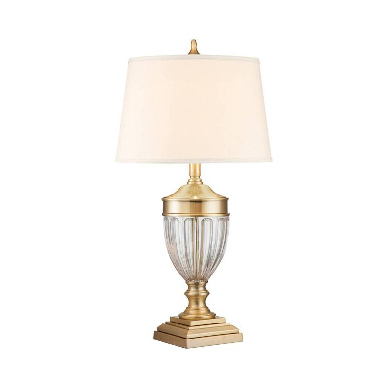 Textil-Tischleuchte Dennison 1 brushed brass von QUOIZEL