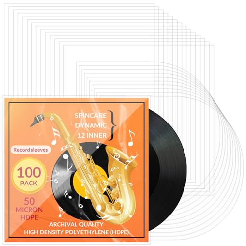 QUOTRE 100 Stück 12" Schallplatten Innenhüllen+Antistatische Außentasche für LP Schallplatten,Abrundungen Plattenhüllen Transparent Lp Innenhüllen | 308mm x 308mm | 328mm x 328mm von QUOTRE