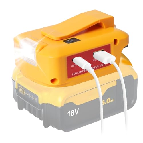 QUPERR Stromquelle: USB-Akku-Adapter für Dewalt 18-V-Akku, LED-Arbeitsscheinwerfer-Konverter mit einem Paar USB-Handy-Ladegerät-Schnittstelle, mit DC-Anschluss, schnurlose Taschenlampe (nur Adapter) QUPERR Stromquelle: USB-Akku-Adapter für Dewalt 18-V-Akku, LED-Arbeitsscheinwerfer-Konverter mit einem Paar USB-Handy-Ladegerät-Schnittstelle, mit DC-Anschluss, schnurlose Taschenlampe (nur Adapter) von QUPERR