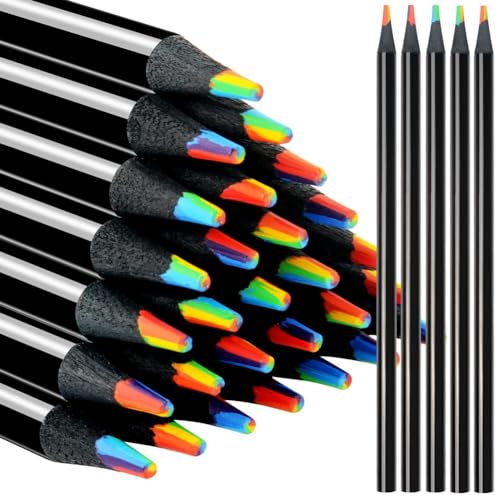 QUR -Regenbogenstifte, Mehrfarbige Bleistifte, Kunstbedarf zum Zeichnen, Färben, Skizzieren, 24 Stück von QUR