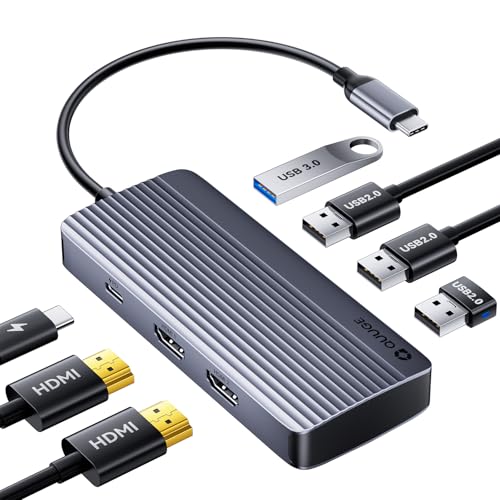 Docking Station USB C: 7in1 Laptop Dockingstation für 2 Monitore Mit 4K, Hub Mit 5Gbps USB 3.0 & 3*USB 2.0, 100W Power Delivery für Dell, Windows Laptops, MacBook Docking Station USB C: 7in1 Laptop Dockingstation für 2 Monitore Mit 4K, Hub Mit 5Gbps USB 3.0 & 3*USB 2.0, 100W Power Delivery für Dell, Windows Laptops, MacBook von QUUGE