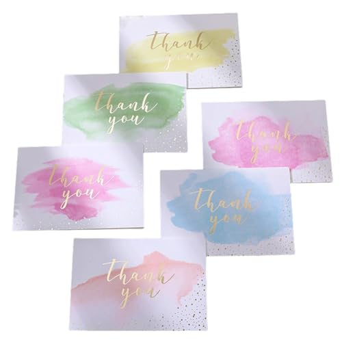 12 x Dankeskarten mit Goldfolie, Aquarell-Dankeskarten, Multipack mit Umschlägen, Aquarell-Postkarten für Hochzeit, Abschluss, Lehrer, Familie (6 Farben) von QUUPY