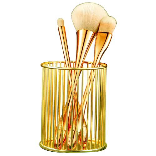 Aushöhlen Metall-Bleistiftehalter, Make-up-Pinsel Stifthalter, multifunktionale Büro-Organizer Stift Halter Desktop-Pinselhalter(Gold) von QUUPY