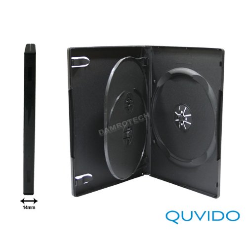 50 QUVIDO DVD Gehäuse DVD schwarz Triple 3 CDs/DVDs 14 mm von QUVIDO