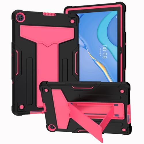Kompatibel mit Huawei MatePad T10S/MatePad T10 25,7 cm (10,1 Zoll) Tablet Kinderhülle, robuste Schutzhülle, stoßfest, Hybrid-Schutz, Standfunktion, Schwarz + Rosa von QUYISHAN