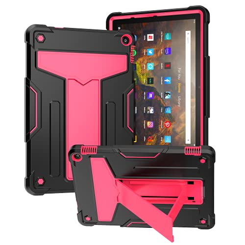 Kompatibel mit Kindle Fire HD 10 & Fire HD 10 Plus 2021 Release 10,1 Zoll Tablet Kinderhülle, robuste Schutzhülle, stoßfest, Hybrid-Schutz, Standhülle, Schwarz + Rosa Kompatibel mit Kindle Fire HD 10 & Fire HD 10 Plus 2021 Release 10,1 Zoll Tablet Kinderhülle, robuste Schutzhülle, stoßfest, Hybrid-Schutz, Standhülle, Schwarz + Rosa von QUYISHAN