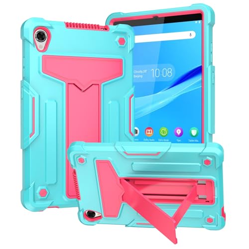 Kompatibel mit Lenovo Tab M8 TB-8505/TB-8705 (8 Zoll) Tablet Kinderhülle, robuste Schutzhülle, stoßfest, Hybrid-Schutz, Ständer, Hellgrün und Rosa von QUYISHAN