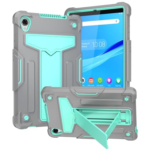 Kompatibel mit Lenovo Tab M8 TB-8505/TB-8705 (8 Zoll) Tablet Kinderhülle, robuste Schutzhülle, stoßfest, Hybrid-Schutzhülle, robust, mit Standfunktion, Grau und Hellgrün von QUYISHAN