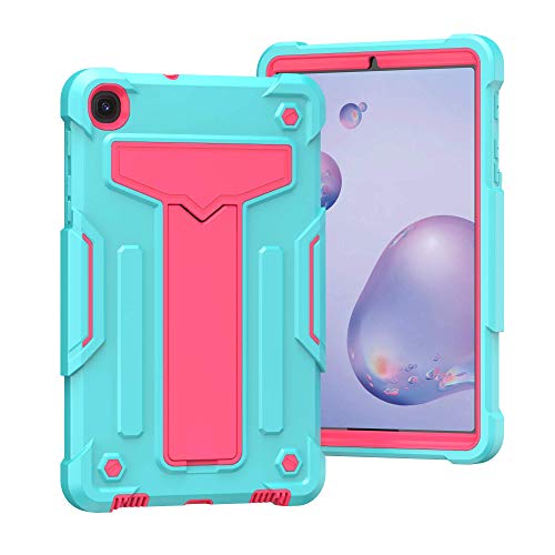 Kompatibel mit Samsung Galaxy Tab A 21,3 cm (8,4 Zoll) 2020 Modell SM-T307/T307U Tablet Kinderhülle, robuste Schutzhülle, stoßfest, Hybrid-Schutz, Ständer, Hellgrün und Rosa von QUYISHAN