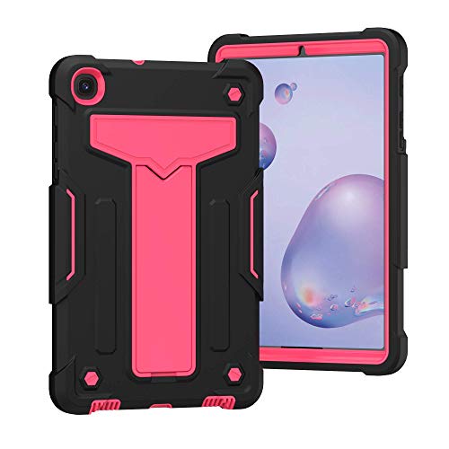 Kompatibel mit Samsung Galaxy Tab A 21,3 cm (8,4 Zoll) 2020 Modell SM-T307/T307U Tablet Kinderhülle, robuste Schutzhülle, stoßfest, Hybrid-Schutz, Ständer, Schwarz und Rosa von QUYISHAN
