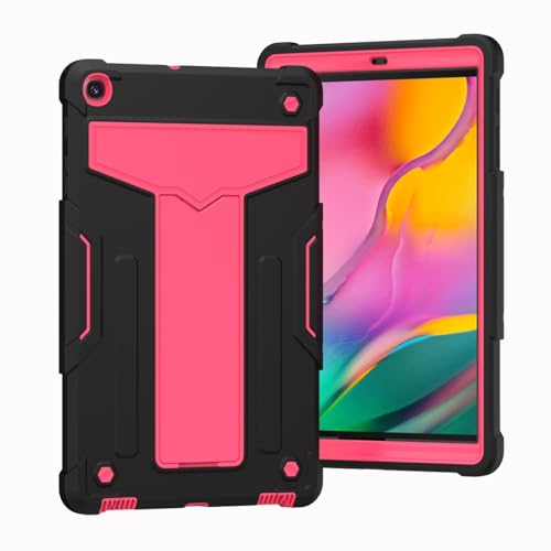 Kompatibel mit Samsung Galaxy Tab A 25,7 cm (10,1 Zoll) 2019 T510/T515 Tablet Kinderhülle, robuste Schutzhülle, stoßfest, Hybrid-Schutz, Standhülle, Schwarz und Rosa von QUYISHAN