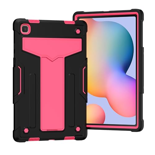 Kompatibel mit Samsung Galaxy Tab A7 26,4 cm (10,4 Zoll) T500/T505 (2020) Tablet Kinderhülle, robuste Schutzhülle, stoßfest, Hybrid-Schutz, Ständer, Schwarz und Rosa von QUYISHAN