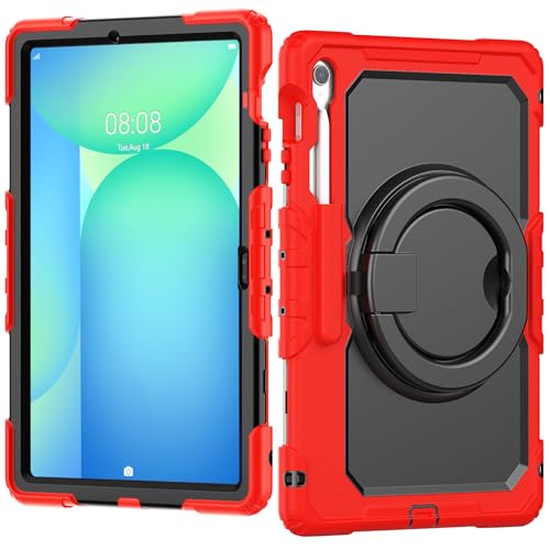 Kompatibel mit Samsung Galaxy Tab S10 FE Plus 13,3 Zoll SM-X620/X626B 2025, stoßfeste Kinderhülle, mit Displayschutzfolie, drehbarem Griff, Standhalterung, Schultergurt, robuste TPU-Hülle, Rot Kompatibel mit Samsung Galaxy Tab S10 FE Plus 13,3 Zoll SM-X620/X626B 2025, stoßfeste Kinderhülle, mit Displayschutzfolie, drehbarem Griff, Standhalterung, Schultergurt, robuste TPU-Hülle, Rot von QUYISHAN