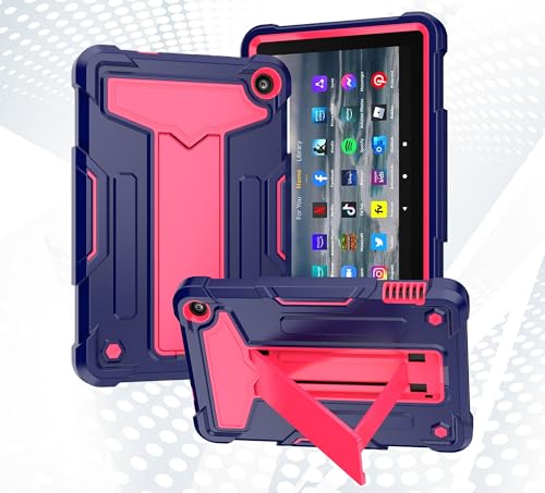 Schutzhülle für Kinder, kompatibel mit Kindle Fire HD 8 und Fire HD 8 Plus 2024/2022, robuste Schutzhülle, stoßfest, Hybrid-Schutz, Standfunktion, Marineblau + Rosa Schutzhülle für Kinder, kompatibel mit Kindle Fire HD 8 und Fire HD 8 Plus 2024/2022, robuste Schutzhülle, stoßfest, Hybrid-Schutz, Standfunktion, Marineblau + Rosa von QUYISHAN