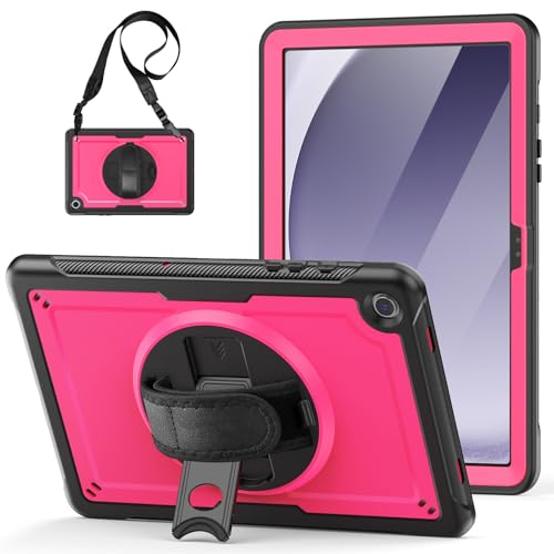 Schutzhülle kompatibel mit Samsung Galaxy Tab A9 Plus Plus 27,9 cm (11 Zoll) 2023 (SM-X210/X215/X216/X218), mit Displayschutzfolie, strapazierfähig, stoßfestes Design mit drehbarer Handschlaufe von QUYISHAN
