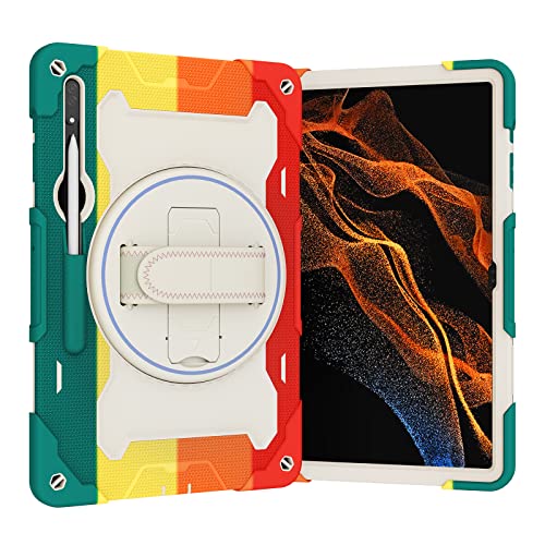 Strapazierfähige, stoßfeste TPU-Schutzhülle, kompatibel mit Samsung Galaxy Tab S10 Ultra 14,6 Zoll 2024 SM-X920, robuste Schutzhülle für Kinder, mit 360° verstellbarer drehbarer Handschlaufe und Strapazierfähige, stoßfeste TPU-Schutzhülle, kompatibel mit Samsung Galaxy Tab S10 Ultra 14,6 Zoll 2024 SM-X920, robuste Schutzhülle für Kinder, mit 360° verstellbarer drehbarer Handschlaufe und von QUYISHAN