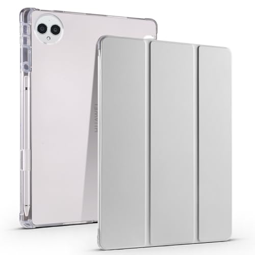Transparente Tablet-Hülle, kompatibel mit Huawei Matepad Pro 12,2 Zoll (2024), TPU, schlanke Hülle, automatische Wake/Sleep-Funktion, leicht, mit Stifthalter, stoßfeste Abdeckung, Grau von QUYISHAN