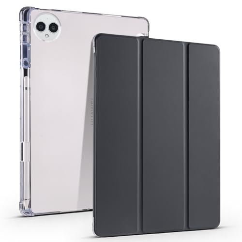 Transparente Tablet-Hülle, kompatibel mit Huawei Matepad Pro 12,2 Zoll (2024), TPU, schlanke Hülle, automatische Wake-/Sleep-Funktion, leicht, mit Stifthalter, stoßfeste Abdeckung, Schwarz von QUYISHAN