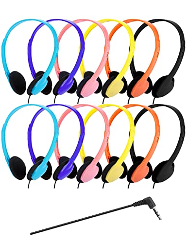 QWERDF Bulk Kopfhörer im Klassenzimmer, für Schüler, 12 Stück, 6 Farben von QWERDF