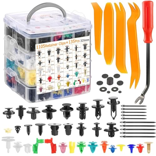 1240Pcs Auto Befestigung Clips Universal Türverkleidung Klammern Stoßstangen Zierleisten Befestigung mit Karosserie Kabelbinder Schwammig Kissen Demontage Werkzeuge Kunststoff Clipsatz für Automobile 1240Pcs Auto Befestigung Clips Universal Türverkleidung Klammern Stoßstangen Zierleisten Befestigung mit Karosserie Kabelbinder Schwammig Kissen Demontage Werkzeuge Kunststoff Clipsatz für Automobile von QWFHOME